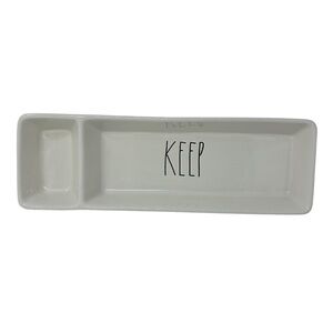RAE DUNN “Keep” Divided Desktop Ceramic Tray Organizer Artisan Collection 11”